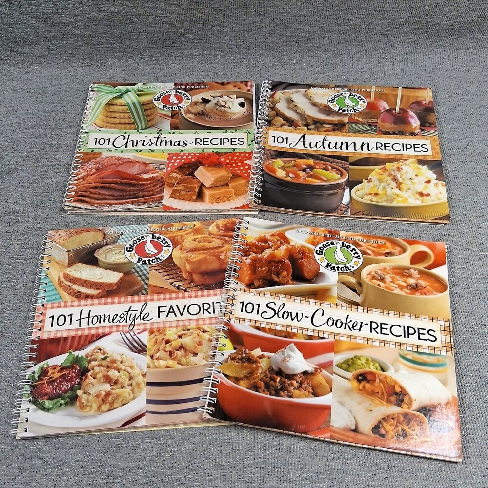 Gooseberry Patch Cookbook Bundle 4 Pack Christmas Autumn Slow-Cooker Homestyle